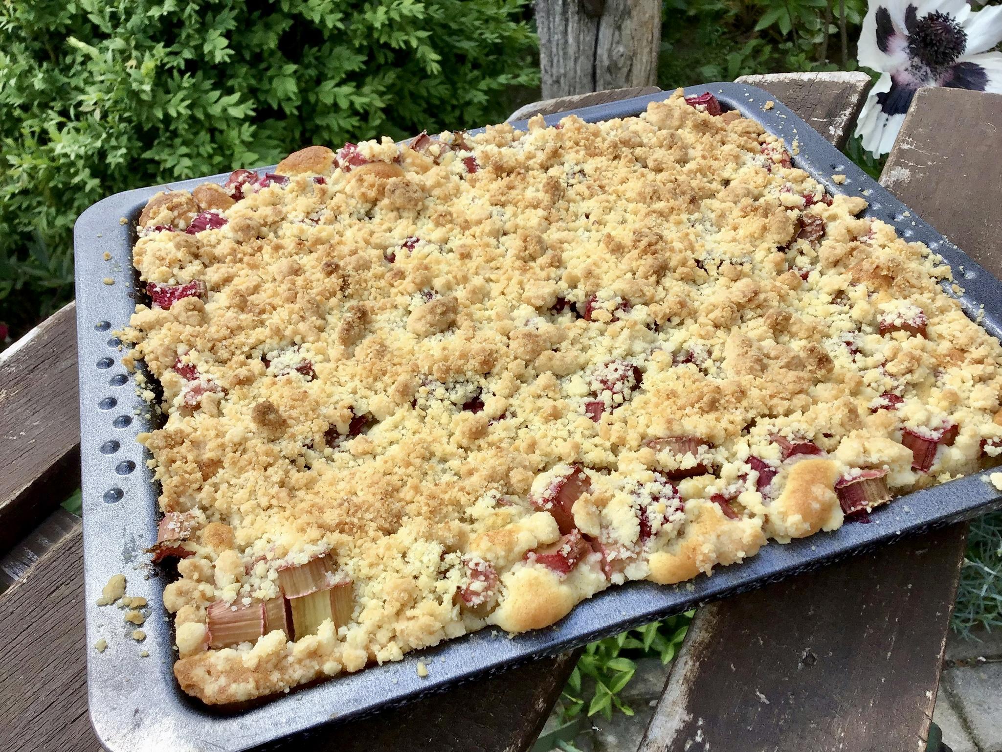 Rhabarberkuchen mit Marzipan